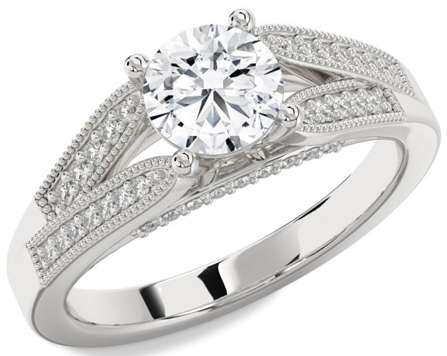 Diamond Platinum Round Vintage Engagement Ring