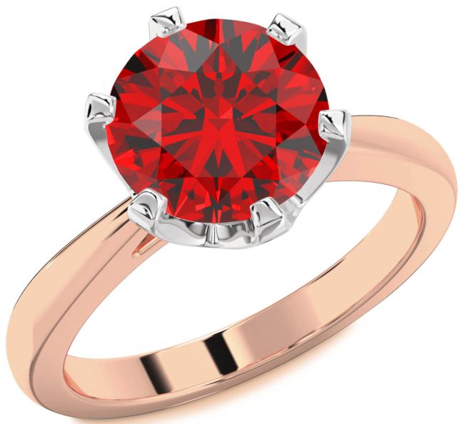 Ruby White Rose Gold Round Solitaire Engagement Ring