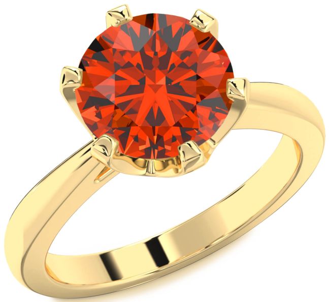Fire Opal Gold Round Solitaire Engagement Ring