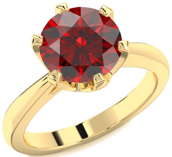 Garnet Gold Round Solitaire Engagement Ring