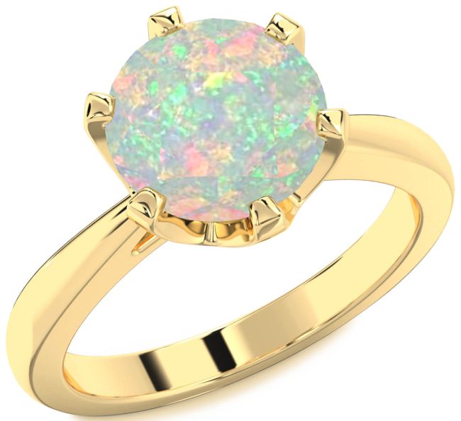 Opal Gold Round Solitaire Engagement Ring