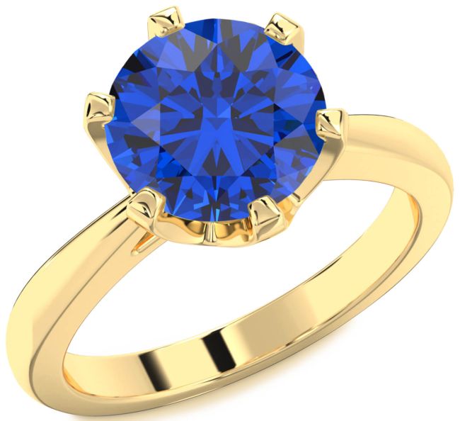 Blue Sapphire Gold Round Solitaire Engagement Ring