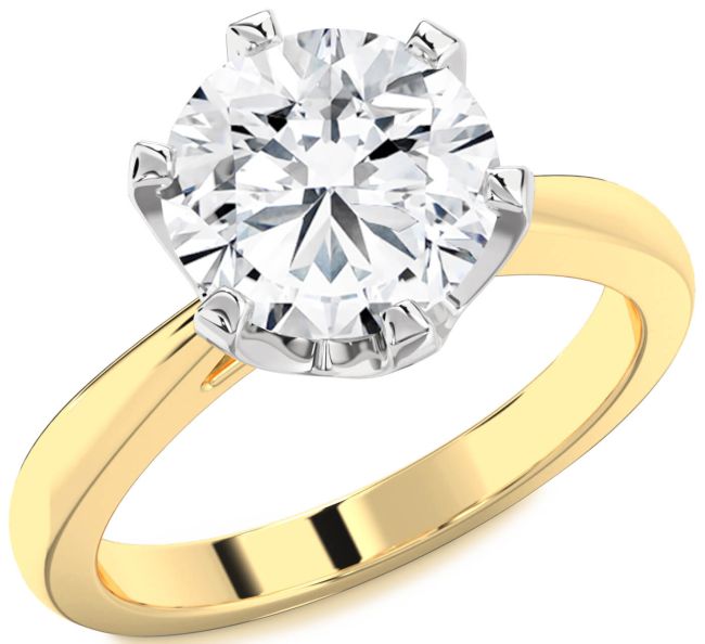 Diamond White Yellow Gold Round Solitaire Engagement Ring