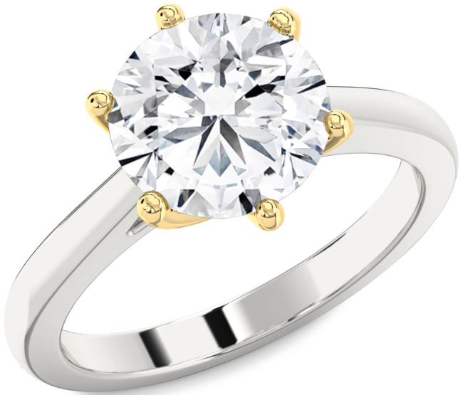 Diamond Platinum & Yellow Gold Round Solitaire Engagement Ring