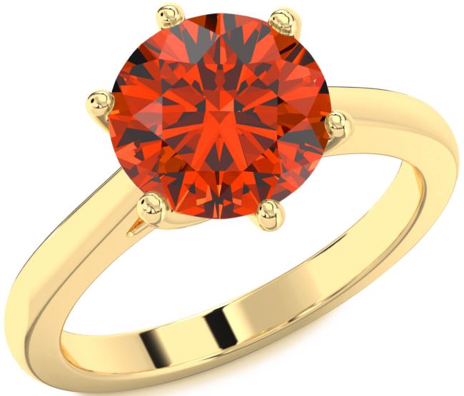 Fire Opal Gold Round Solitaire Engagement Ring