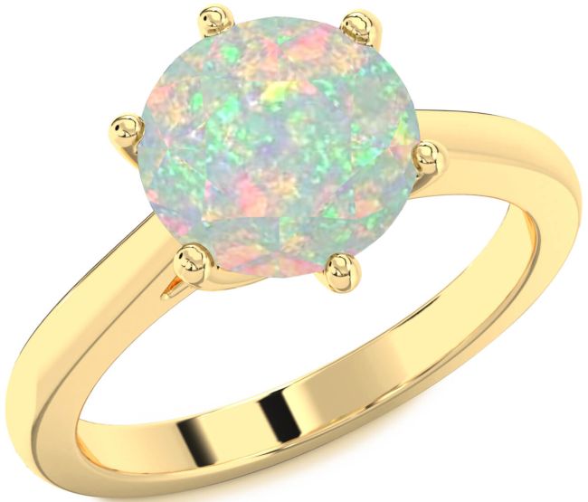 Opal Gold Round Solitaire Engagement Ring
