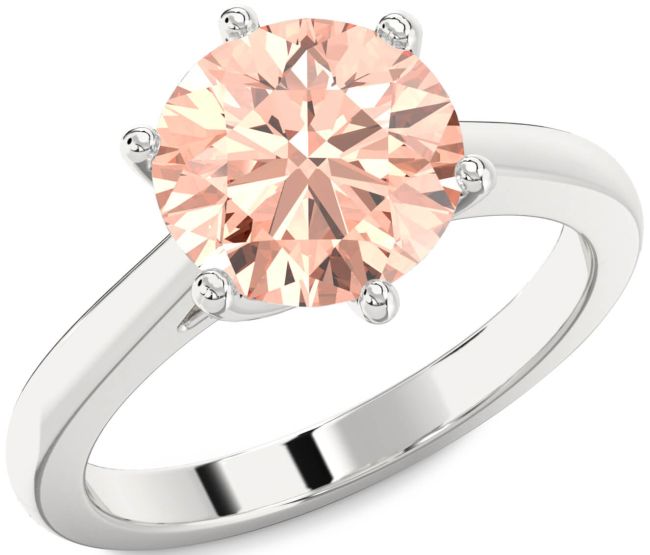 Morganite Silver Round Solitaire Engagement Ring