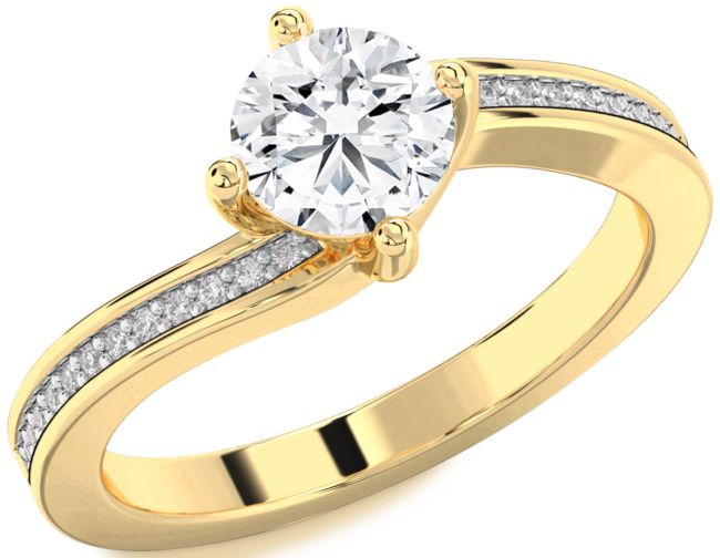 Diamond Gold Round Solitaire Pave Engagement Ring