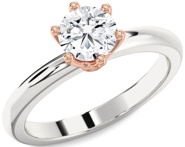 Diamond White Rose Gold Round Solitaire Engagement Ring