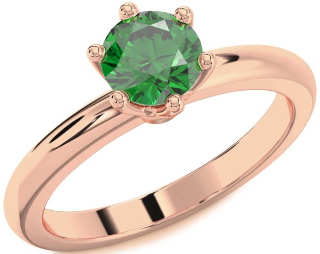 Emerald Rose Gold Round Solitaire Engagement Ring