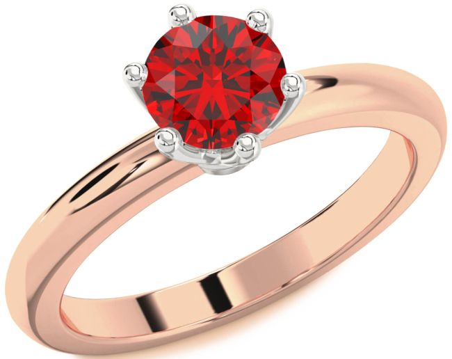 Ruby White Rose Gold Round Solitaire Engagement Ring
