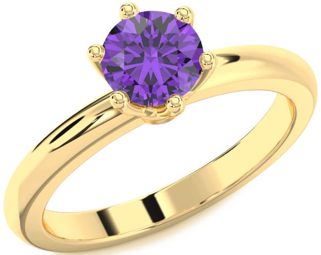 Amethyst Gold Round Solitaire Engagement Ring