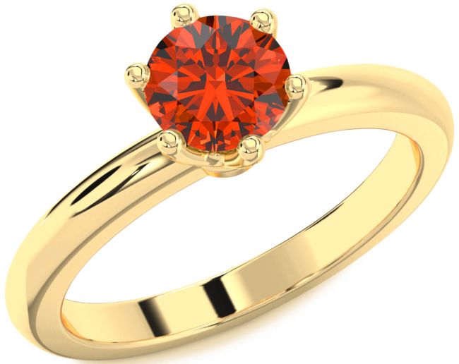 Fire Opal Gold Round Solitaire Engagement Ring