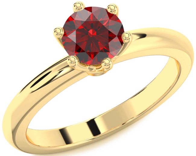 Garnet Gold Round Solitaire Engagement Ring