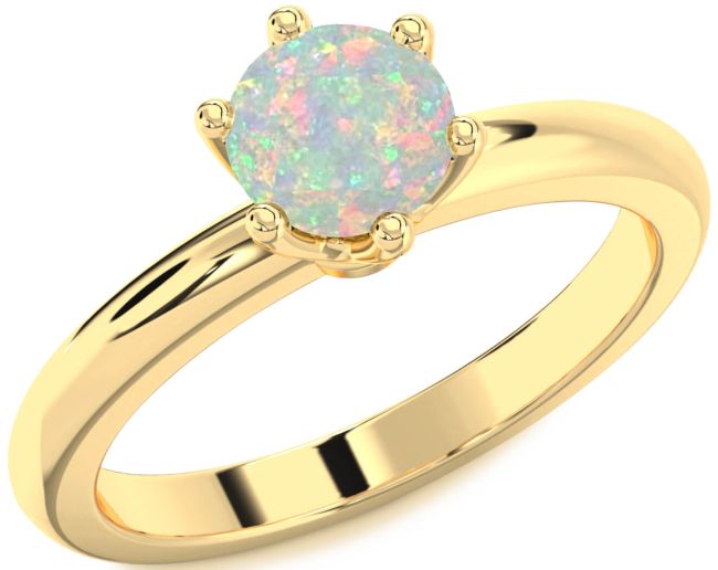 Opal Gold Round Solitaire Engagement Ring
