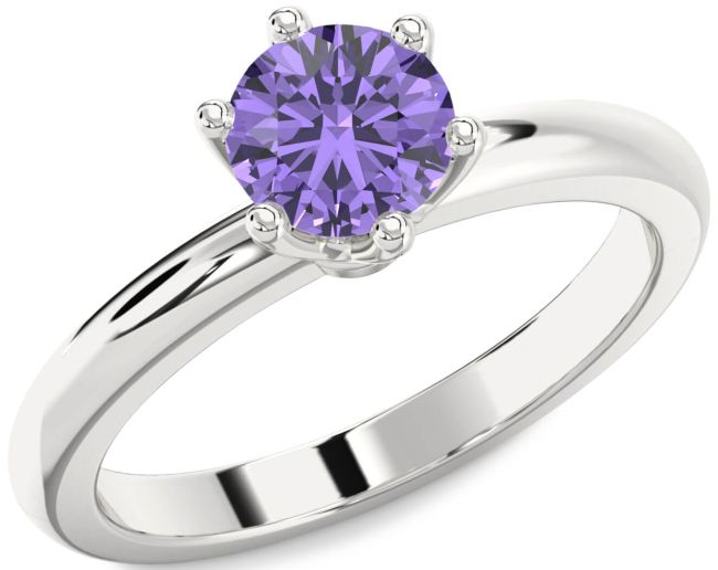 Alexandrite Silver Round Solitaire Engagement Ring