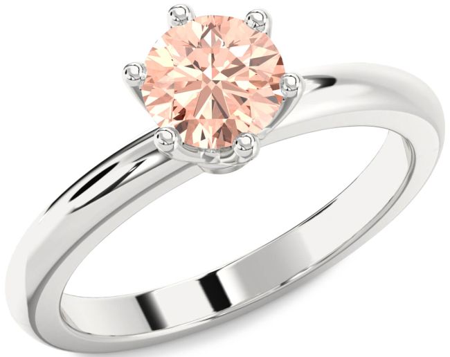 Morganite Silver Round Solitaire Engagement Ring