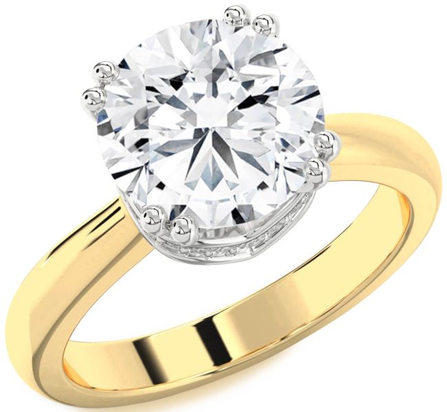 Diamond Platinum & Yellow Gold Halo Round Solitaire Engagement Ring