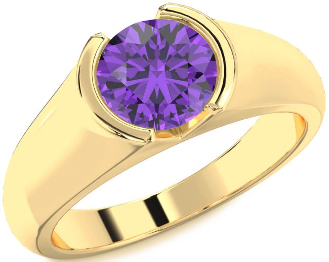 Amethyst Gold Round Solitaire Engagement Ring