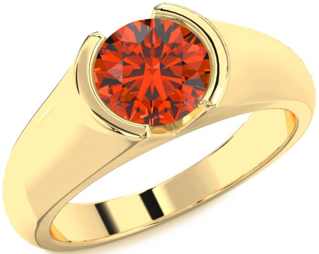 Fire Opal Gold Round Solitaire Engagement Ring