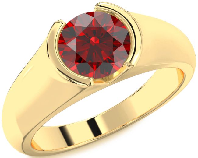 Garnet Gold Round Solitaire Engagement Ring