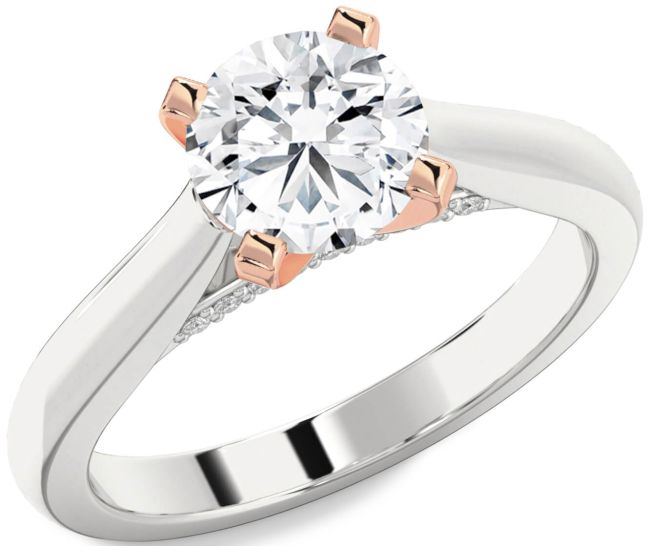 Diamond White Rose Gold Round Solitaire Engagement Ring