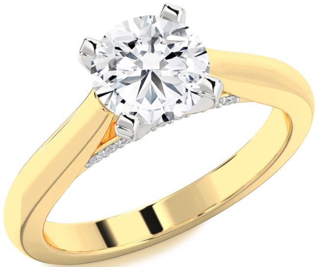 Diamond White Yellow Gold Round Solitaire Engagement Ring