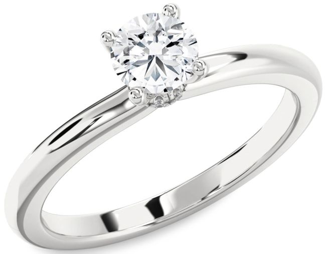 Diamond White Gold Halo Round Solitaire Engagement Ring