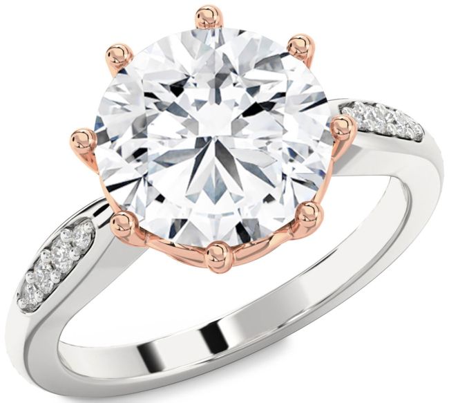 Diamond Platinum & Rose Gold Round Solitaire Engagement Ring