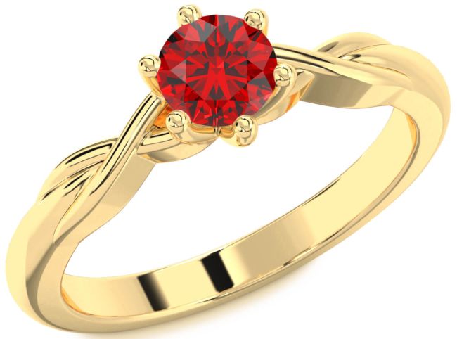 Ruby Gold Knot Round Solitaire Engagement Ring
