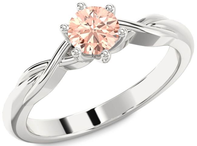Morganite Silver Knot Round Solitaire Engagement Ring