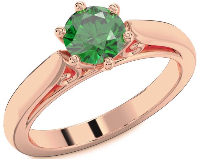Emerald Rose Gold Round Solitaire Engagement Ring