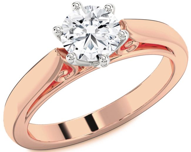 Diamond Platinum & Rose Gold Round Solitaire Engagement Ring