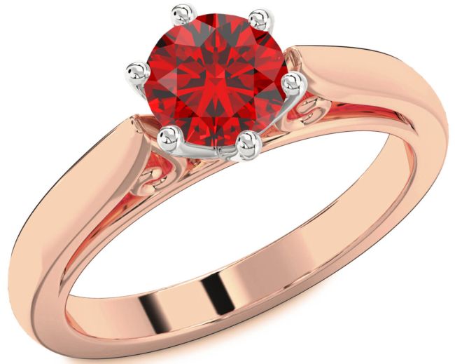 Ruby Rose Gold Silver Round Solitaire Engagement Ring