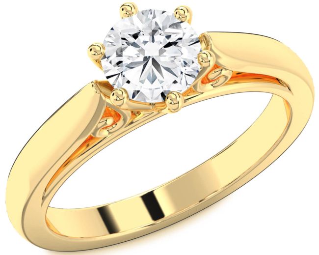 Diamond Gold Round Solitaire Engagement Ring