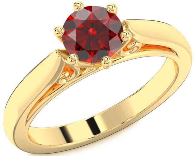 Garnet Gold Round Solitaire Engagement Ring