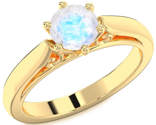 Moonstone Gold Round Solitaire Engagement Ring