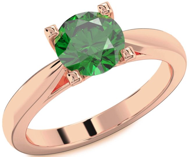 Emerald Rose Gold Round Solitaire Engagement Ring