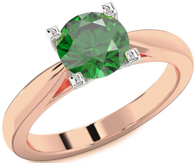 Emerald Platinum & Rose Gold Round Solitaire Engagement Ring