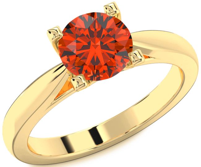 Fire Opal Gold Round Solitaire Engagement Ring