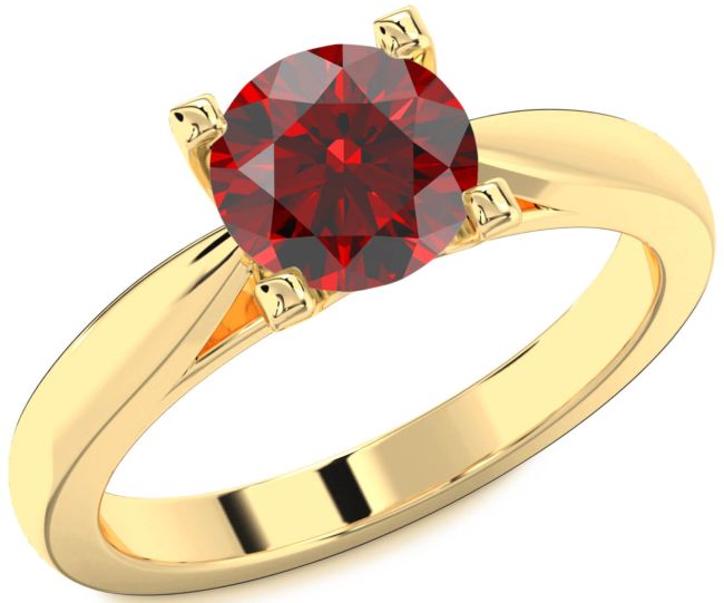 Garnet Gold Round Solitaire Engagement Ring