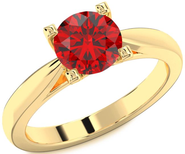 Ruby Gold Round Solitaire Engagement Ring