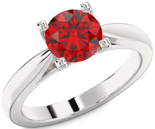 Ruby Platinum Round Solitaire Engagement Ring