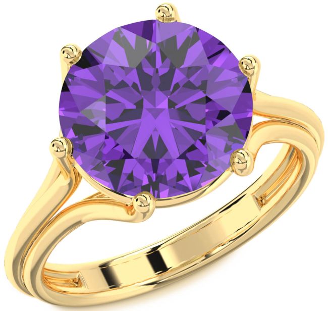 Amethyst Gold Round Solitaire Engagement Ring