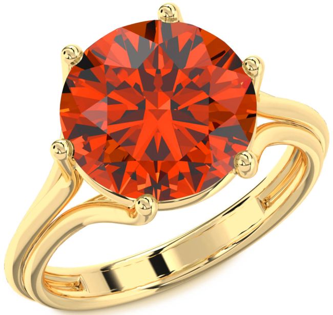 Fire Opal Gold Round Solitaire Engagement Ring
