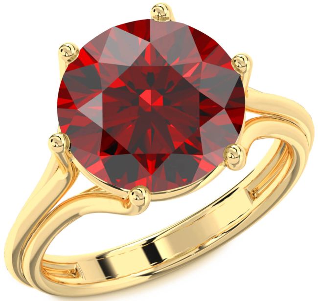 Garnet Gold Round Solitaire Engagement Ring
