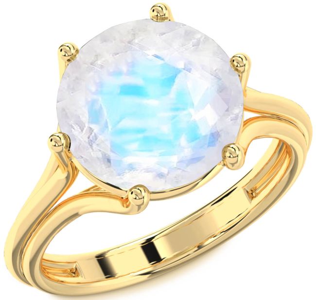 Moonstone Gold Silver Round Solitaire Engagement Ring