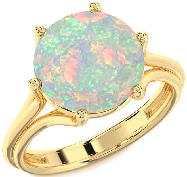 Opal Gold Round Solitaire Engagement Ring
