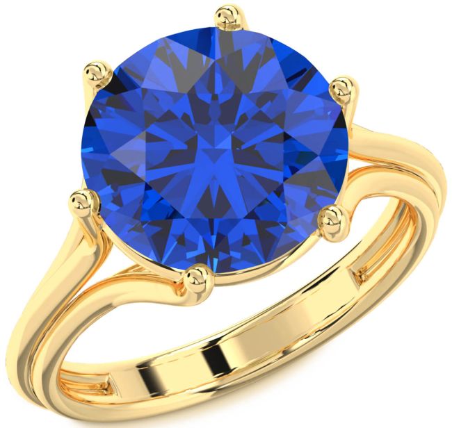 Blue Sapphire Gold Round Solitaire Engagement Ring