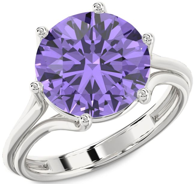 Alexandrite Silver Round Solitaire Engagement Ring